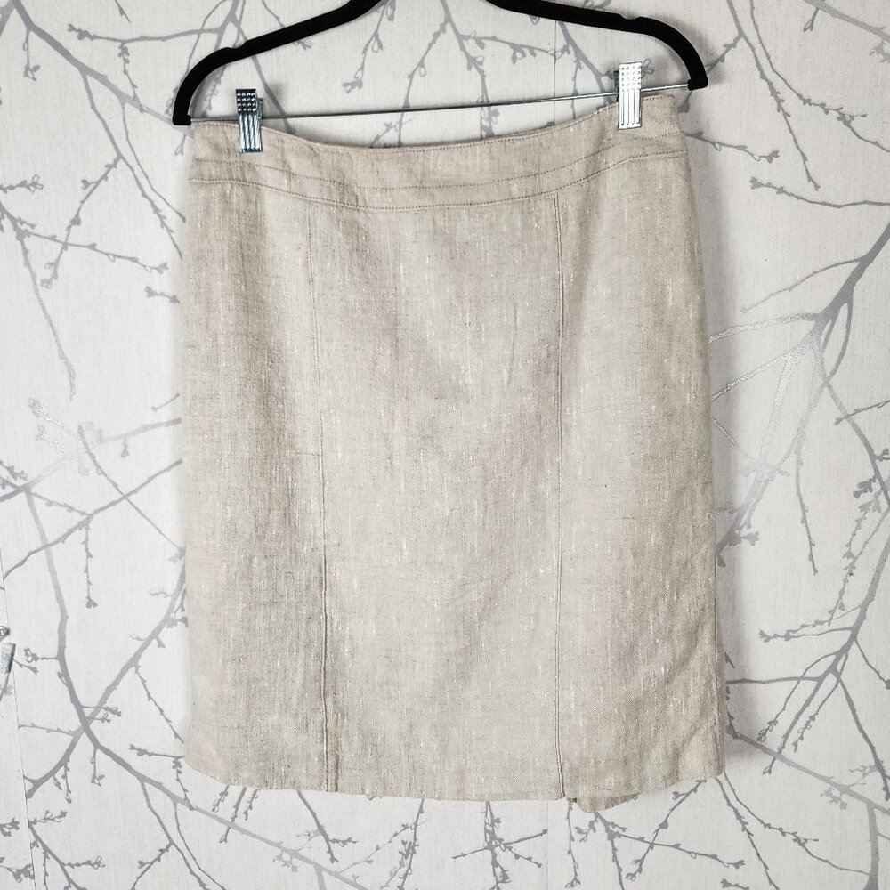 Iris Setlakwe Ivory 100% Linen Pencil Skirt